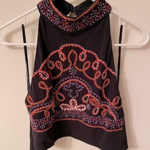 Brand New Free People Cropped Beaded Halter Top